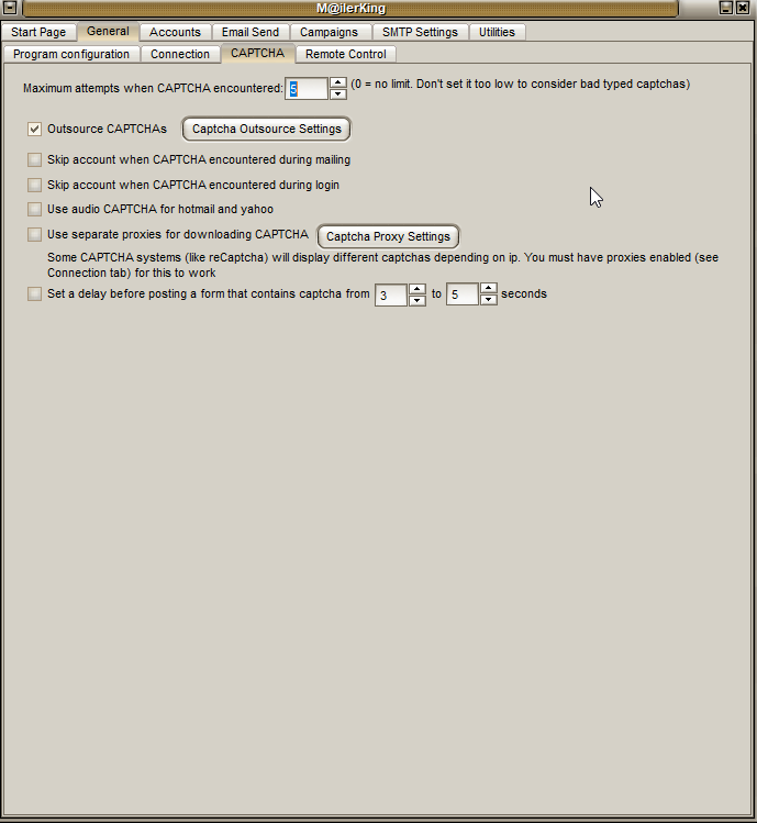 1 - Mailer King Bulk Email Sender - General - CAPTCHA