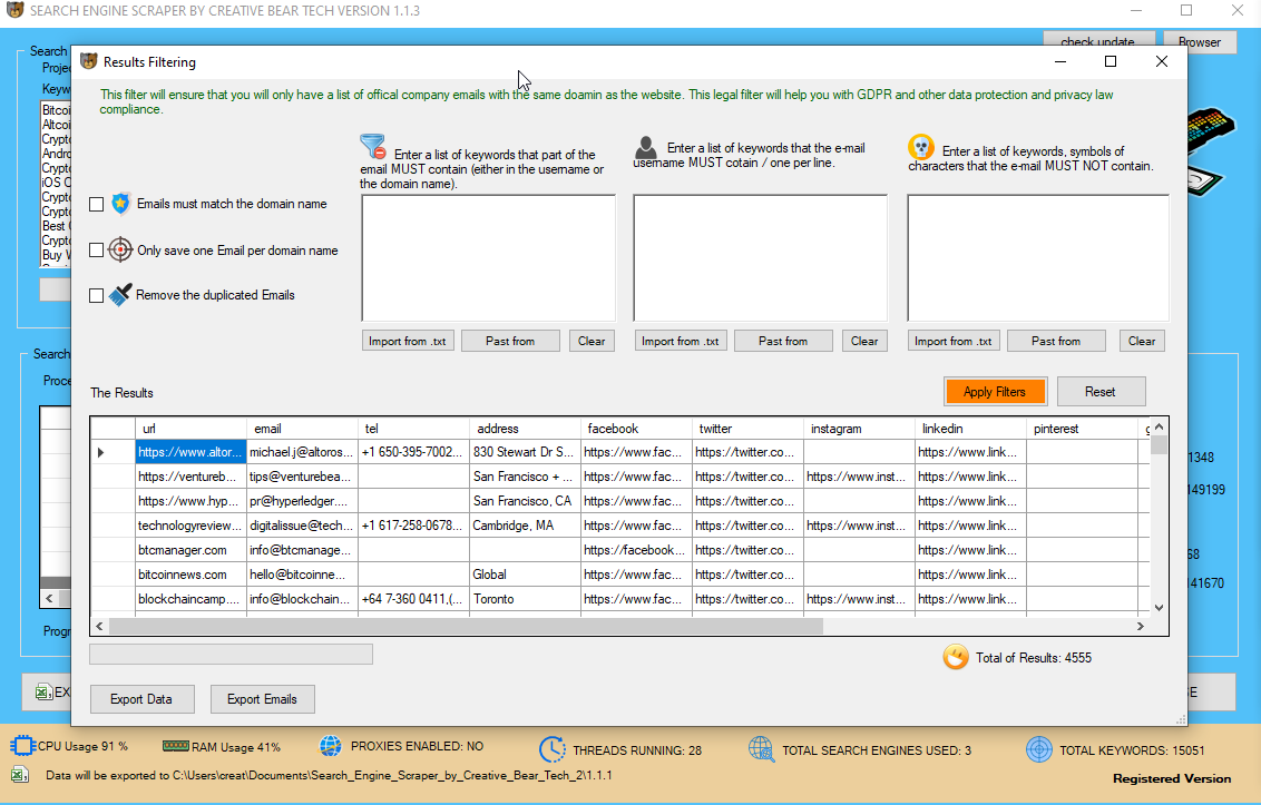 Search Engine Scraper and Email Extractor by Creative Bear Tech Email List Cleaner