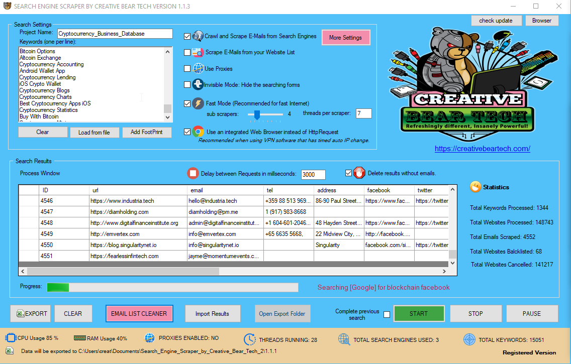 Ecosia Website Scraper Software